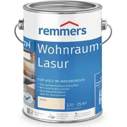 Remmers Wohnraum-Lasur weiß, 2,5 Liter - Beizen – Wasserbasierte Holzlasur für innen mit Abperleffekt, ideal für Böden, Möbel und Feuchträume.