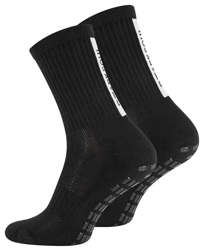 STARK SOUL Rutschfeste Sportsocken für Fußball & Sport – Anti-Rutsch Grip-Socken für besseren Halt - Schwarz, Gr. 43-46