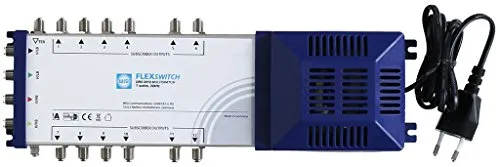 Wisi FLEXSWITCH Multischalter DRS 0512 – 5-in-12 Stand alone Multiswitch mit Quad LNB Unterstützung für 12 Teilnehmer – Für DVB-T/T2, DVB-S/S2, DAB & UKW, silber