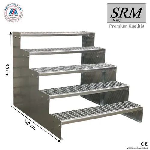 Stufen Standtreppe Modell 2 verzinkt, 5 Stufen, 18 cm Tritthöhe