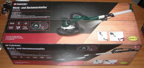 Parkside Wand- und Deckenschleifer PWDS 920 B2 - Hochwertiger Langhalsschleifer für perfekte Trockenbaureparaturen, mit 710W Leistung und 30 cm Schleifscheibe für effizientes Arbeiten.