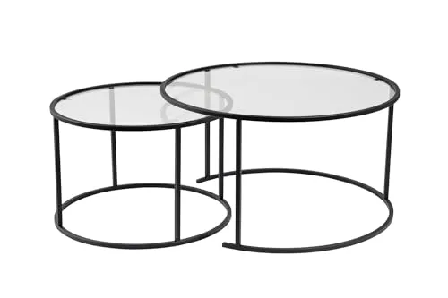 Stylischer Couchtisch Wohnzimmertisch Set Schwarz Transparent - Elegantes Couchtisch-Set in Schwarz und Transparent, ideal für jedes Wohnzimmer. Stabiler Metallrahmen sorgt für Langlebigkeit und modernes Design. Maße: 80 x 80 x 43 cm.