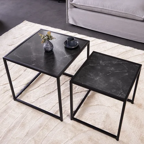 riess-ambiente Beistelltisch SLIM LINE 50cm graphit/schwarz (Set, 2-St) - Ablagetische im modernen Industrial Design, platzsparend und vielseitig kombinierbar für Wohnzimmer oder Schlafzimmer.