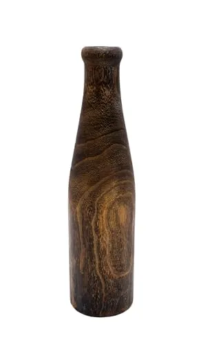 Holz Blumenvase XXL Flasche braun - 40 cm - Deko Vase für Kunstpflanzen - Tischdeko Fensterdeko für Pampasgras Trockenblumen