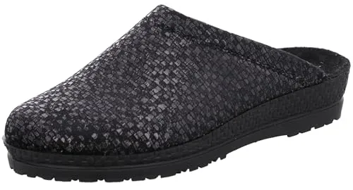 Rohde Damen Hausschuh Pantoffel Textil zart Gemustert Neustadt-D 2280, Größe:42 EU, Farbe:Schwarz