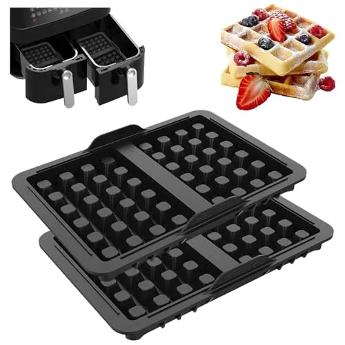 Stück Waffeleinsatz, Silikonform Heißluftfritteuse, Heißluftfritteuse Zubehör für Ninja AF300EU, AF400EU, AF451EU, SL400EU und AF500DE, Doppelt Backschaleneinsatz, Airfryer Zubehör 2