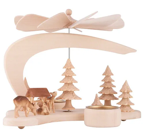 RATAGS Kunsthandwerk Weihnachtspyramide 1-stöckige Pyramide Rehfamilie (17cm) von RATAGS Holzdesign