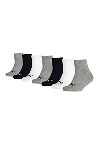 PUMA KIDS Quarter Socken Sneaker Gr. 23-42 für Mädchen und Jungen 7 Paar, Farbe:882 - grey/white/black, Socken & Strümpfe:31-34