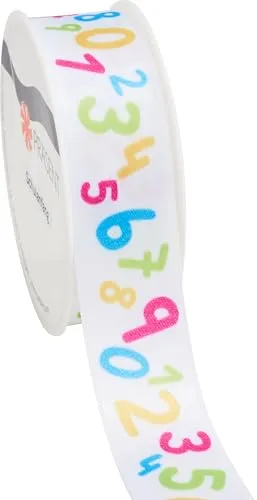 PRÄSENT Satinband Schulanfang - 3 m, perfekt für Einschulung, Dekorationsband, für DIY, Bastelprojekt, Schulbeginn, Kinder