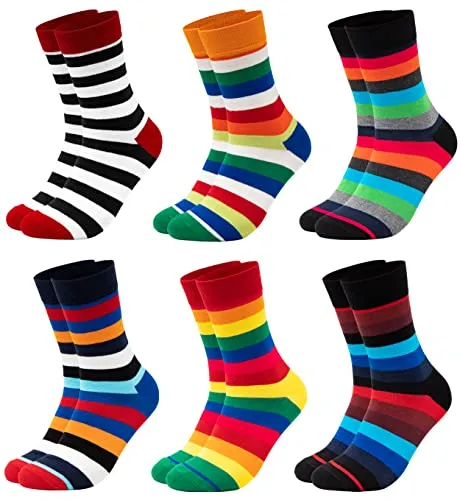 Occulto BUNTE SOCKEN für HERREN (6 PAAR) aus BAUMWOLLE in verschiedenen MUSTERN, bunte HERRENSOCKEN BUSINESS SOCKEN, RINGELSOCKEN 6 Paar | Mix1 39-42