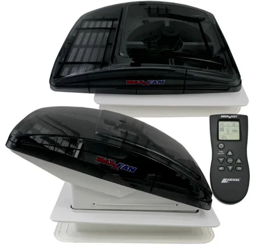 MAXXFAN Deluxe Dachluke 40x40 cm mit Ventilator und Fernbedienung - Hochwertige Dachhaube mit getöntem Klarglas, leistungsstarkem Ventilator und einfacher Bedienung per Fernbedienung. Ideal für optimale Belüftung und UV-Schutz.