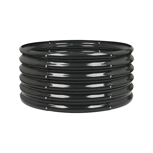 Harbour Housewares Runden Erhöhtes Gartenbeet - 90cm x 45cm - Anthrazit - 1x Bodenlos Metall Erzogen Bett Verzinktes Stahl Pflanzer Kasten für den Anbau Im Freien Pflanzen, Gemüse, Blumen