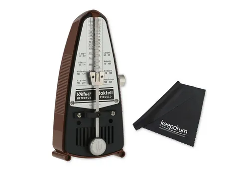 Wittner Metronom 831 Taktell Piccolo Mahagonibraun - Mechanisches Metronom mit Pendel, ideal für Musiker, bietet einen Tempobereich von 40-208 BPM und benötigt keine Batterien – perfekt für präzises Üben überall.