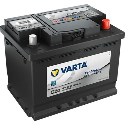 Varta ProMotive HD Nutzfahrzeugbatterie 12V 55Ah - Autobatterie mit patentiertem PowerFrame® Gitter für zuverlässige Startleistung und hohe Korrosionsbeständigkeit, ideal für Nutzfahrzeuge und Landmaschinen.