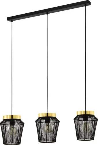 EGLO ESCANDIDOS Hängeleuchte, schwarz, gold - Stilvolle Pendelleuchte - Lampen: Handgefertigte Pendelleuchte mit drei filigranen Schirmen, die faszinierende Licht- und Schattenspiele erzeugt und sich perfekt in jeden Wohnstil einfügt.