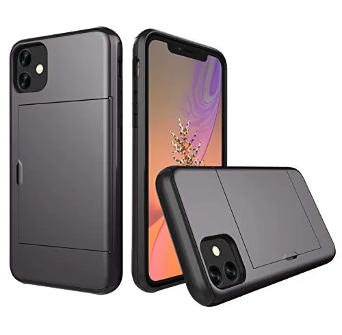 Lobwerk Hülle für Apple iPhone 11 2019 6.1 Zoll mit Kartenslot Case Cover Stoßfest Grau