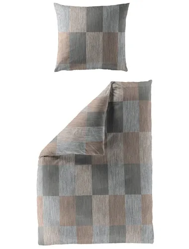 BIERBAUM Mako-Satin Bettwäsche 2-teilig, Kästchen taupe in braun von Bierbaum