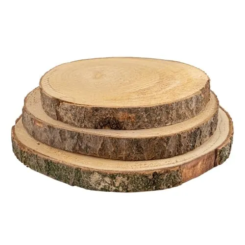 Produktbild Ideen mit Herz | Deko-Baumscheiben rund | 3er Set | mit Rinde | 3 verschiedene Größen | Ø 16 bis 25 cm | 2 cm dick | Holzscheibe | runde Holzplatte | Deko-Tablett | unbesäumt