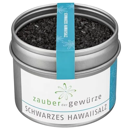 Zauber der Gewürze Schwarzes Hawaiisalz - Vulkan Salz zum Würzen von Gemüse, Brat- und Grillgerichten, Premium-Qualität in wiederverschließbarer Aroma-Dose, 130 g