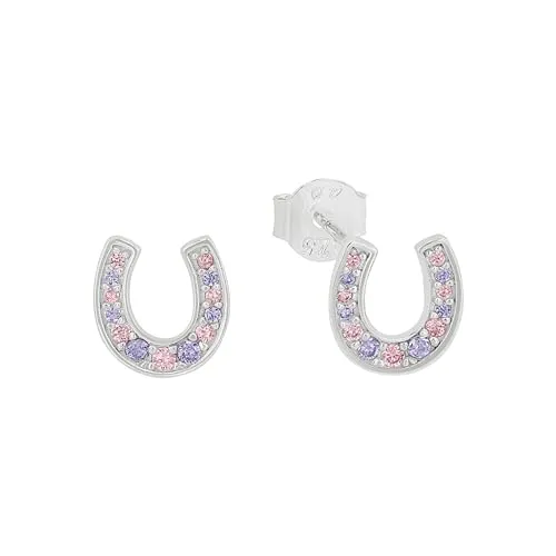 s.Oliver 925 Sterling Silber Ohrringe für Mädchen - Hochwertige Ohrstecker im Hufeisen Stil, verziert mit 14 Zirkonia-Steinen. Kommt in Schmuck Geschenk Box - das perfekte Geschenk für kleine Fashionistas!