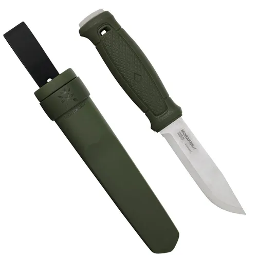 Morakniv Garberg Jagdmesser in Grün mit Edelstahlklinge - Robustes Jagdmesser mit rutschfestem Griff und rostbeständiger Klinge. Inklusive praktischer Messerscheide und Lederschlaufe. Ideal für Outdoor-Aktivitäten, Gesamtlänge: 22,9 cm.