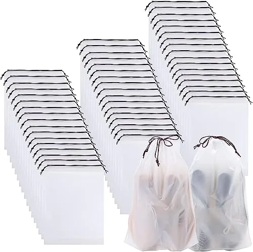 Erinnmy 50 Stück Schuhbeutel,Wasserabweisend Schuhtasche Staubdicht Schuhsack mit Zugband,Große Wasserfeste Schuhbeutel Reise,Travel Aufbewahrungsbeutel Organizer für Reisen oder Zuhause-Aufbewahrung