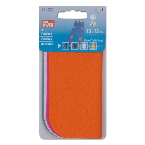 Prym 929222 Patches Köper, Reparaturpatch, 13 x 13 cm, orange, pink, weiß, blau