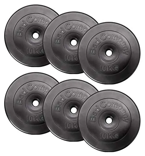 Bad Company Hantelscheiben 30/31 mm Kunststoff 60kg - Gewicht Set für effektives Training - Robuste Hantelscheiben aus einer langlebigen Zement-Sand-Mischung, ideal für alle gängigen Hantelstangen. Perfekt für flexibles Krafttraining zu Hause oder im Fitnessstudio.