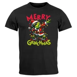 MoonWorks Print-Shirt Herren T-Shirt Weihnachten Weihnachtsshirt Dabbing Grinch mit Print schwarz 3XL