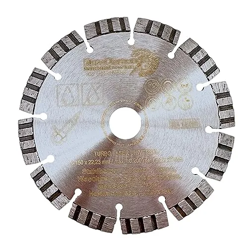 Diamant-Trennscheibe Beton Laser Turbo Universal 150 mm x 22,23 mm besonders gut geeignet für Stahlbeton und Beton Diamanttrennscheibe sehr ruhiges Schneidverhalten lange Lebensdauer