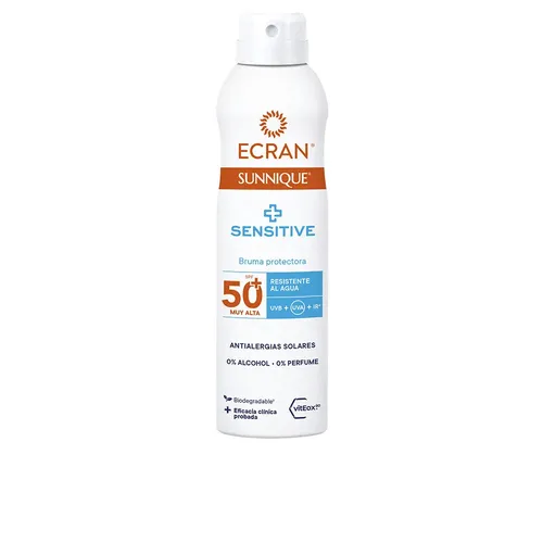 Sonnenschutzspray Sensitive Ecran SPF 50+ - Sonnenschutz für empfindliche Haut, bietet hohen UV-Schutz und ist wasserfest für langanhaltenden Schutz beim Sonnenbaden.