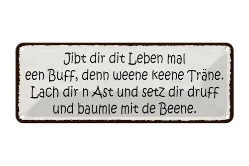 Femer Blechschild Spruch 27x10cm jibt dir dit leben mal nen buff Dekoration