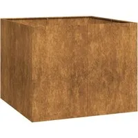 vidaXL Pflanzkübel Rostig 100x100x80 cm - Hochbeet aus wetterfestem Stahl, korrosionsbeständig und wartungsfrei. Ideal für Gärten und Terrassen, fördert gesundes Pflanzenwachstum durch offenes Bodendesign.