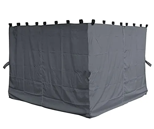 QUICK STAR 4 Seitenteile für Pavillon Nizza 3x4m - Pavillon-Zubehör: 4 graue Seitenteile aus 100% Polyester, ideal für zusätzlichen Sicht- und Wetterschutz, passend für Pavillons mit Standbeinen von 250x350cm.