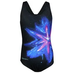 Aquarti Badeanzug Mädchen - Chlorresistenter Schwimmanzug für Wettkämpfe - Kinder-Bademode mit buntem Design in Blau, Rosa und Schwarz, ideal für Training und Wettkampf, 100% chlorresistentes Polyester für optimale Langlebigkeit.