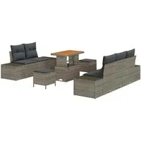 vidaXL Garten-Sofa-Set mit Kissen für 8 Personen - Elegantes 8-teiliges Gartenmöbel-Set aus langlebigem Poly-Rattan, ideal für Gartenpartys und entspannte Abende. Wetterfeste Kissen und verstellbare Füße bieten hohen Komfort und Anpassungsfähigkeit.
