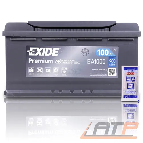 EXIDE AUTOBATTERIE 12V 100Ah STARTERBATTERIE 900A INK LIQUI MOLY BATTERIEPOLFETT