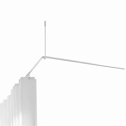 Duschvorhangstange L-Form 100 x 100 cm - PHOS Design - Duschvorhangwinkelstange aus hochwertigem Edelstahl, stabil und sicher verschraubbar, ideal für moderne Badezimmer. 100% Made in Germany.