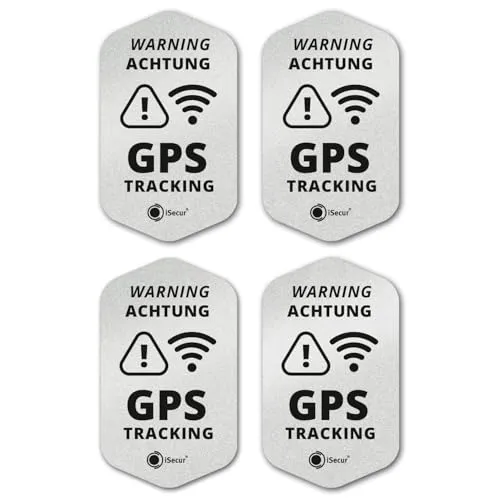 iSecur 4er GPS Tracking Aufkleber Set 3 x 5 cm Silber metallic