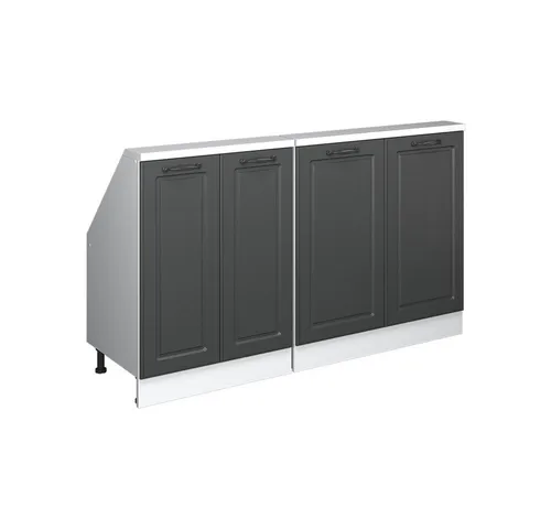 Vicco Unterschrank R-Line, Anthrazit Landhaus/Weiß, 140 cm 2er Set - Unterschrank für Dachschrägen, ideal zur optimalen Raumnutzung in der Küche. Modernes Design mit höhenverstellbaren Füßen für sicheren Stand.