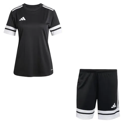 adidas Damen Set Trikot + Hose Squadra 25 - Schwarz/Weiß S - Ober- & Unterteil-Set für Frauen, ideal für das Workout, mit feuchtigkeitsabsorbierender AEROREADY Technologie für optimalen Komfort und Bewegungsfreiheit.