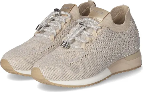 La Strada Sportboden Absatz Keil Gr.37 - Beige - Damen-Sneaker mit weicher, herausnehmbarer Decksohle und rutschhemmender Laufsohle, verziert mit Strasssteinen und praktischen Schnellschnürverschluss.