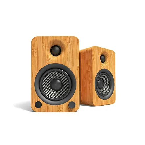 Kanto YU4BAMBOO Powered Speakers with Bluetooth and Built-in Phono Preamp | 140W Peak Power | Pair | Bamboo