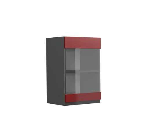 Vicco Glashängeschrank R-Line, Rot/Anthrazit, 40 cm J-Shape - Hängeschrank für die Küche, stilvoll und funktional, ideal zur Aufbewahrung von Gläsern und Utensilien, vielseitig erweiterbar.