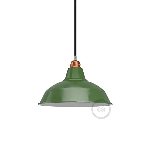 Lampenschirm Bistrot aus lackiertem Metall mit E27-Anschluss, 30 cm Durchmesser - Grün