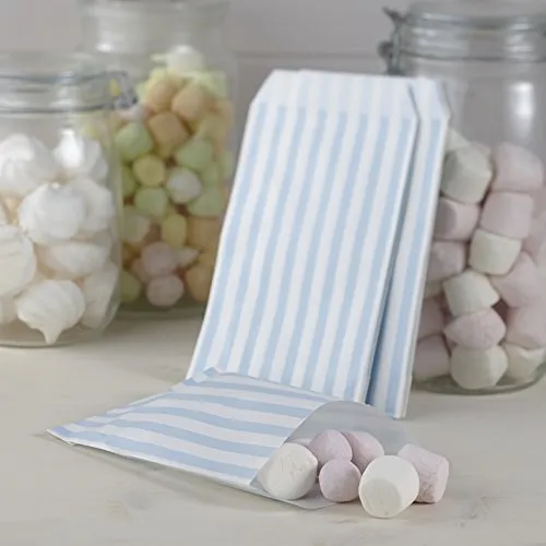 Ginger Ray Blue & Weiß Gestreiften Bonbons Süß Taschen - Vintage-Spitze