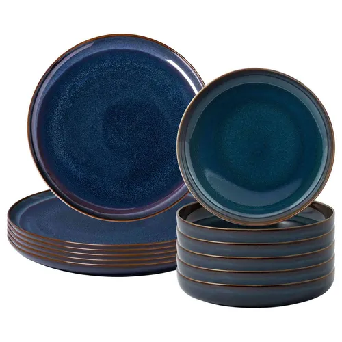 like. by Villeroy & Boch Crafted Tafelservice 12-teilig - Denim - 12-teiliges Tafelservice für 6 Personen aus Premium Porzellan mit einzigartiger Reaktivglasur – jedes Stück ein Unikat. Ideal für rustikale und elegante Anlässe.