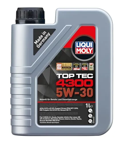 LIQUI MOLY Top Tec 4300 5W-30 | 1 L | Synthesetechnologie Motoröl | Art.-Nr.: 3740, farblos