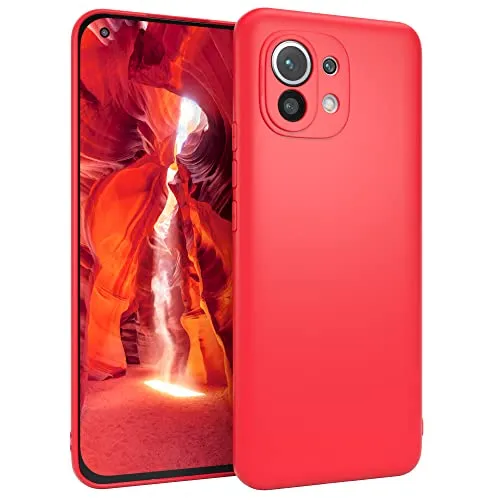 Produktbild EAZY CASE Handyhülle Silikon mit Kameraschutz kompatibel mit Xiaomi Mi 11 / Mi 11 5G in Rot, Ultra dünn, Slimcover, Silikonhülle, Hülle, Softcase, Backcover