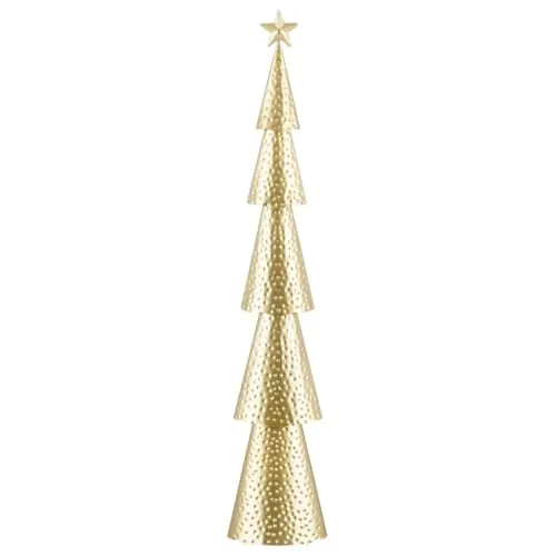 Mica Decorations Hänge-Weihnachtsbaum - Gold, 90,5 cm - Stilvoller goldfarbener Weihnachtsbaum aus robustem Eisen mit gehämmerter Oberfläche. Perfekt für Fensterbretter oder Kaminsimse, schafft er eine gemütliche Weihnachtsatmosphäre und lässt sich vielseitig kombinieren.